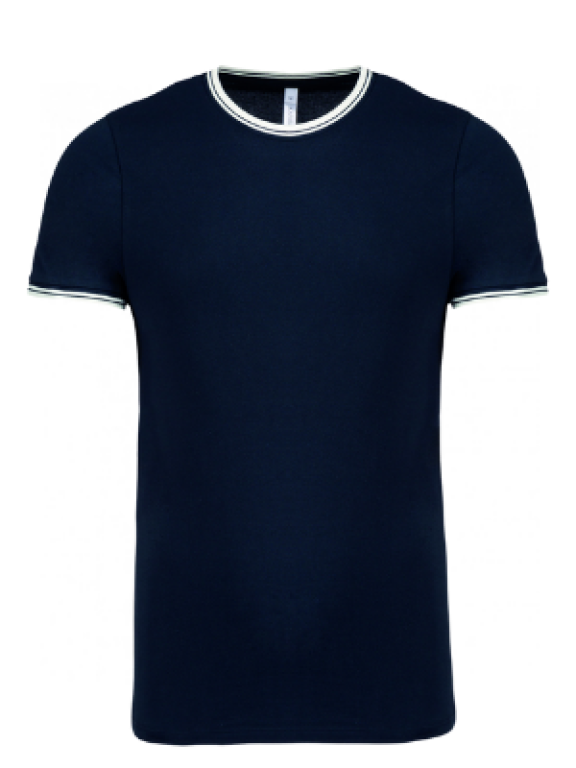 Tee-shirt Bleu Navy -maille piquée col rond homme- 100% coton Maille